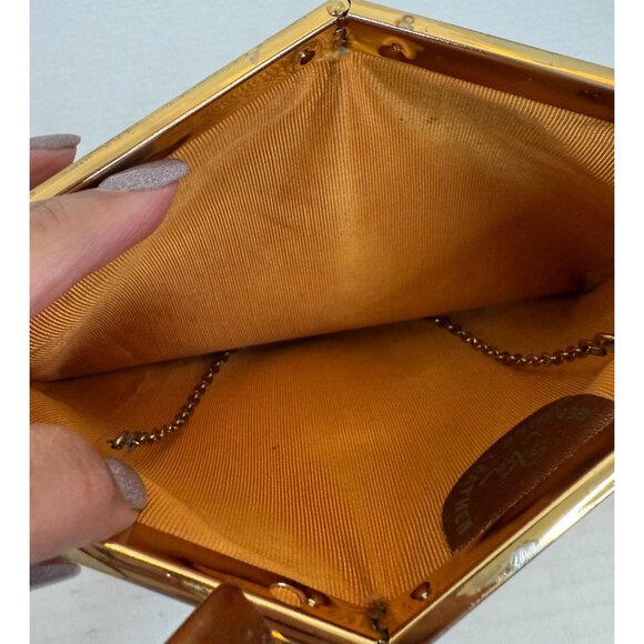 Vtg. Etra Genuine Leather 1950s–1960s Bronze Evening Bag Retro Metallic Handbag - Picture 4 of 9
